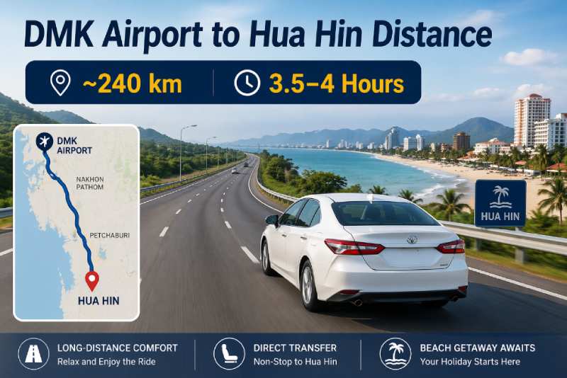 DMK to Hua Hin distance