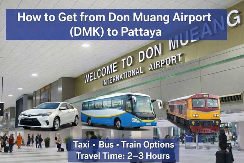 How to get from Don Muang Airport DMK to Pattaya transport options taxi bus train