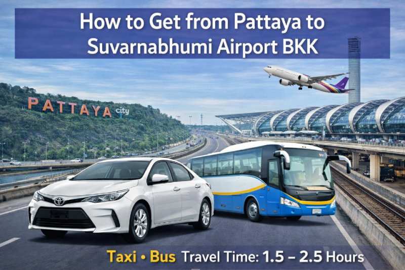How to get from Pattaya to Suvarnabhumi airport BKK transport options taxi bus