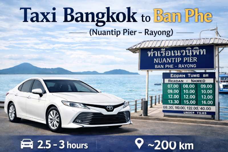 Taxi from Bangkok to Ban Phe pier