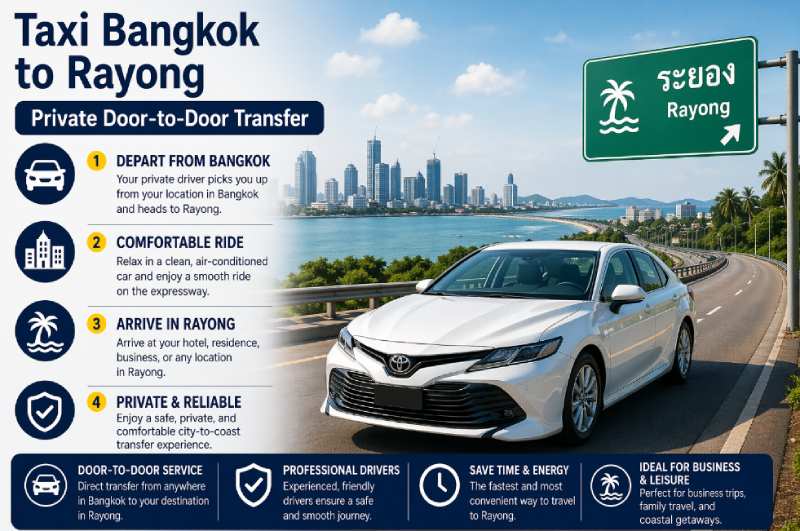 taxi from Bangkok to Rayong door-to-door transfer