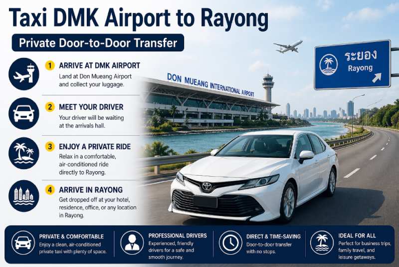 taxi from DMK airport to Rayong door-to-door transfer