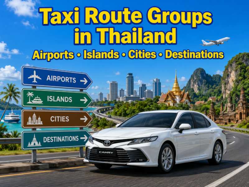 Taxi route groups in Thailand including Bangkok, Pattaya, airport and island transfers
